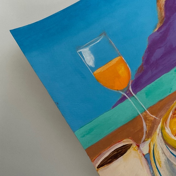 Original Artwork Colorful Acrylic Beachside Still Life Painting With Fruit - Picture 9 of 14